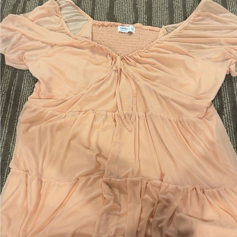 Tinsel Light Peach Smocked dress